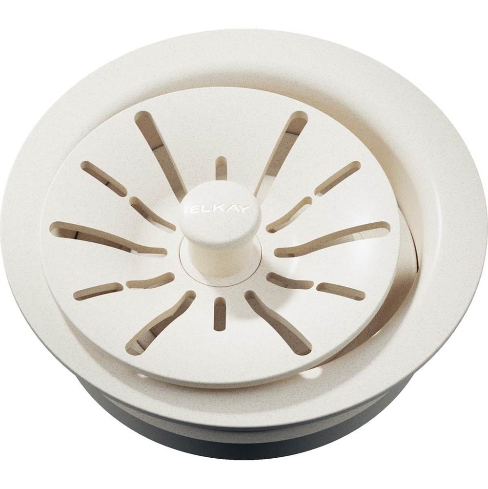 Elkay Quartz Perfect Drain 3-1/2'' Polymer Disposer Flange with Removable Basket Strainer and Rubber Stopper Parchment