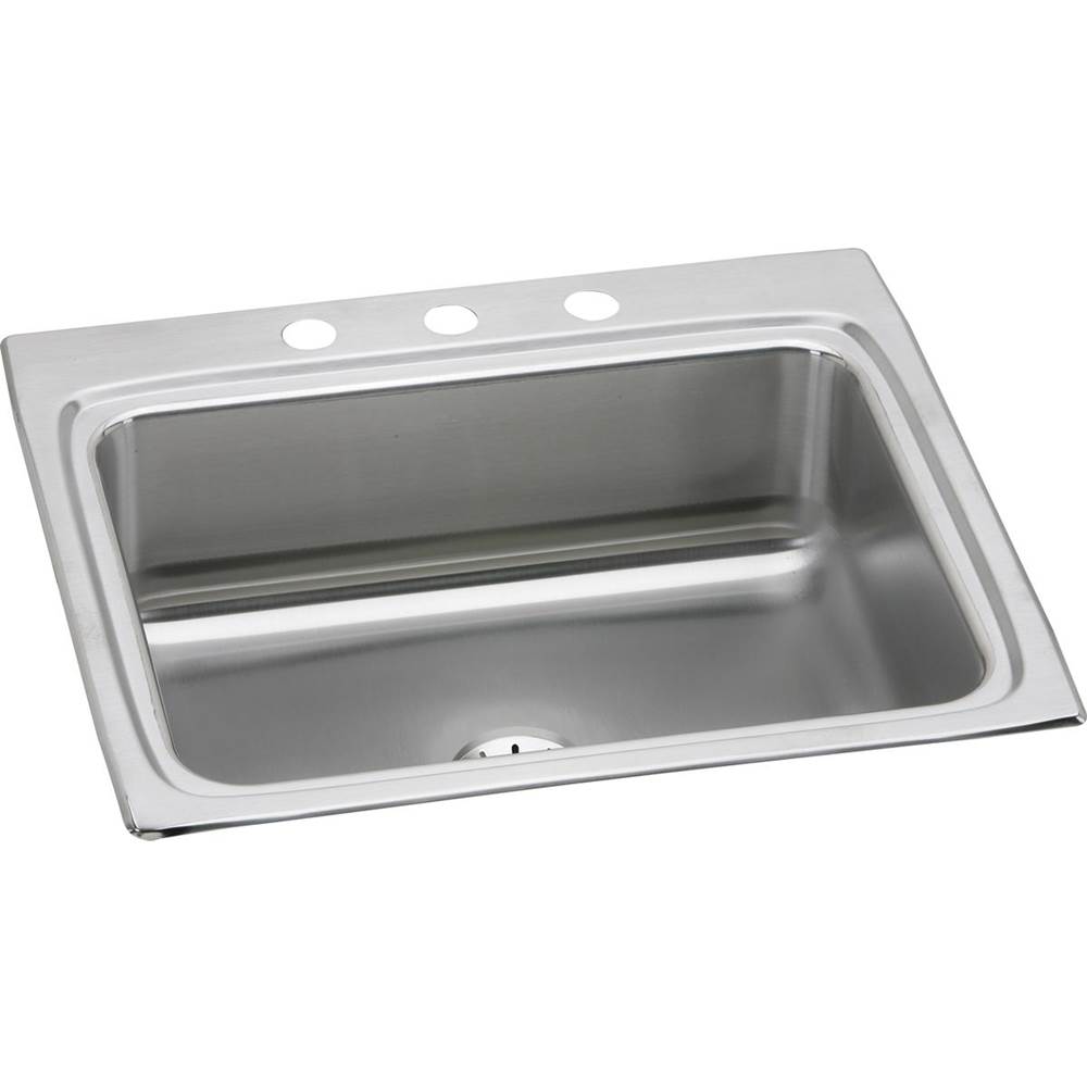 Elkay Lustertone Classic Stainless Steel 25'' x 22'' x 8-1/8'', MR2-Hole Single Bowl Drop-in Sink with Perfect Drain
