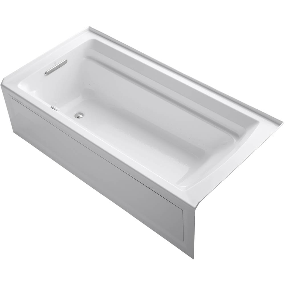 Kohler Archer® 72'' x 36'' integral apron Heated BubbleMassage™ air bath with Bask® heated surface and left-hand drain