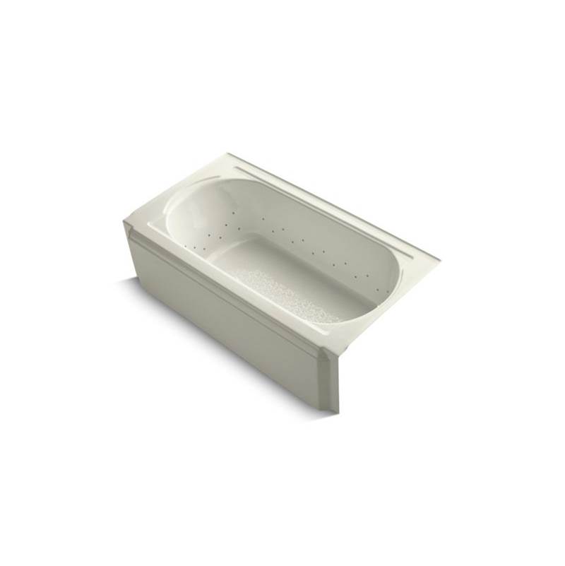 Kohler Memoirs® 60'' x 33-3/4'' alcove BubbleMassage™ air bath with Vibrant® Brushed Nickel airjet color finish and right-hand drain