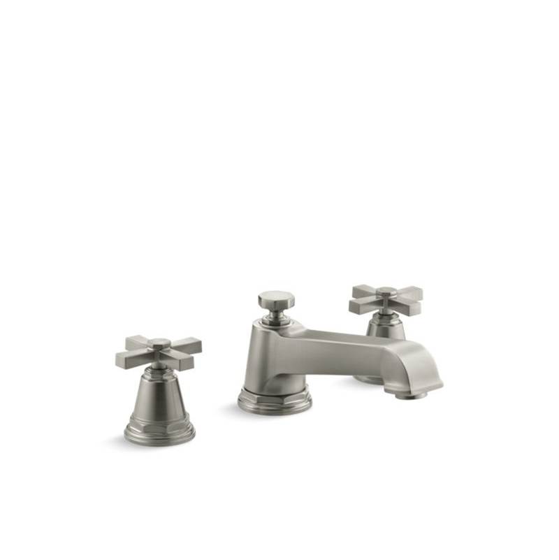 Kohler Pinstripe® Pure Deck-mount bath faucet trim for high-flow valve with cross handles, valve not included