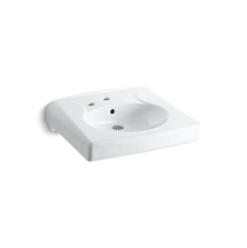 Kohler Brenham™ Wall-mounted or concealed carrier arm mounted commercial bathroom sink with single faucet hole and left-hand soap dispenser hole