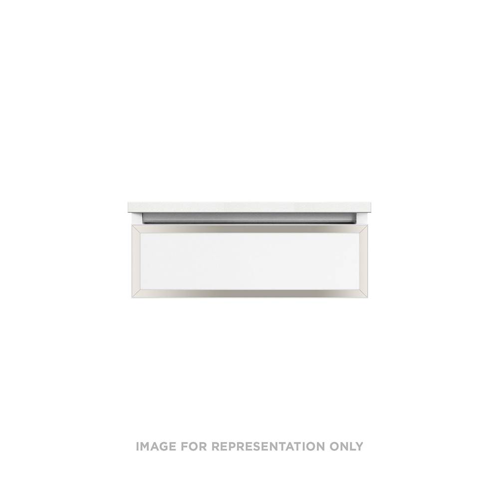 Robern Profiles Framed Vanity, 24'' x 7-1/2'' x 18'', Satin White, Polished Nickel Frame, Tip Out Drawer, Selectable Night Ligh