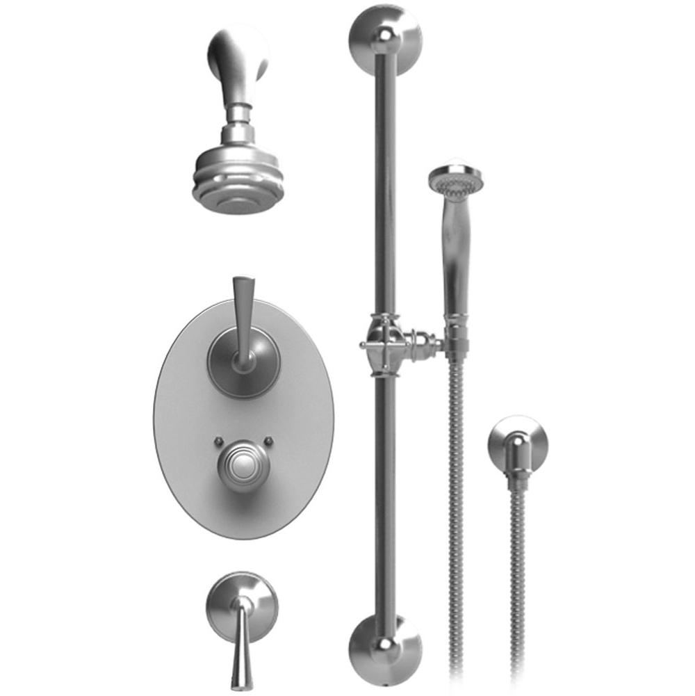 Rubinet Temperature Control Shower With Two Seperate Volume Controls, Aquatron Shower Head, Bar, Integral Supply & Hand Held Shower 3 Function Wall Mount Trim