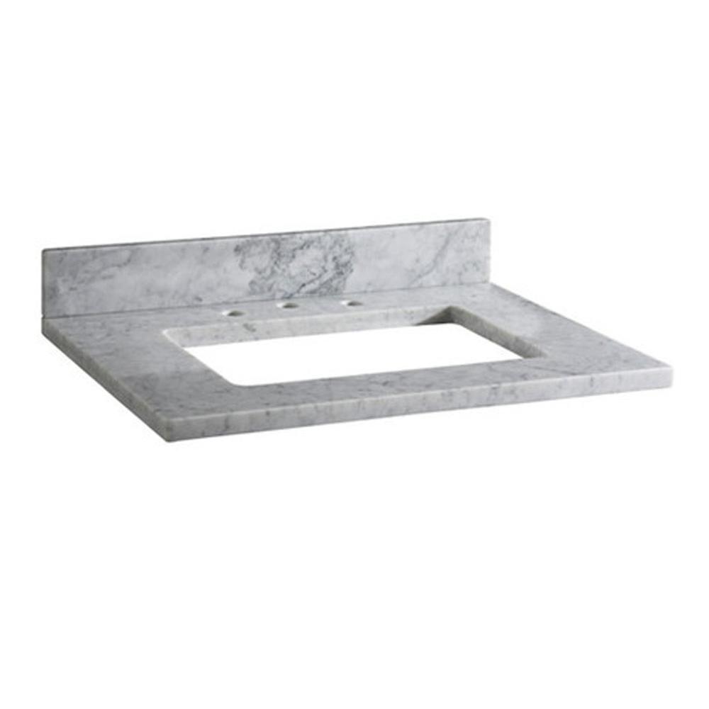 Ryvyr Stone Top - 25-inch for Rectangular Undermount Sink - White Carrara Marble