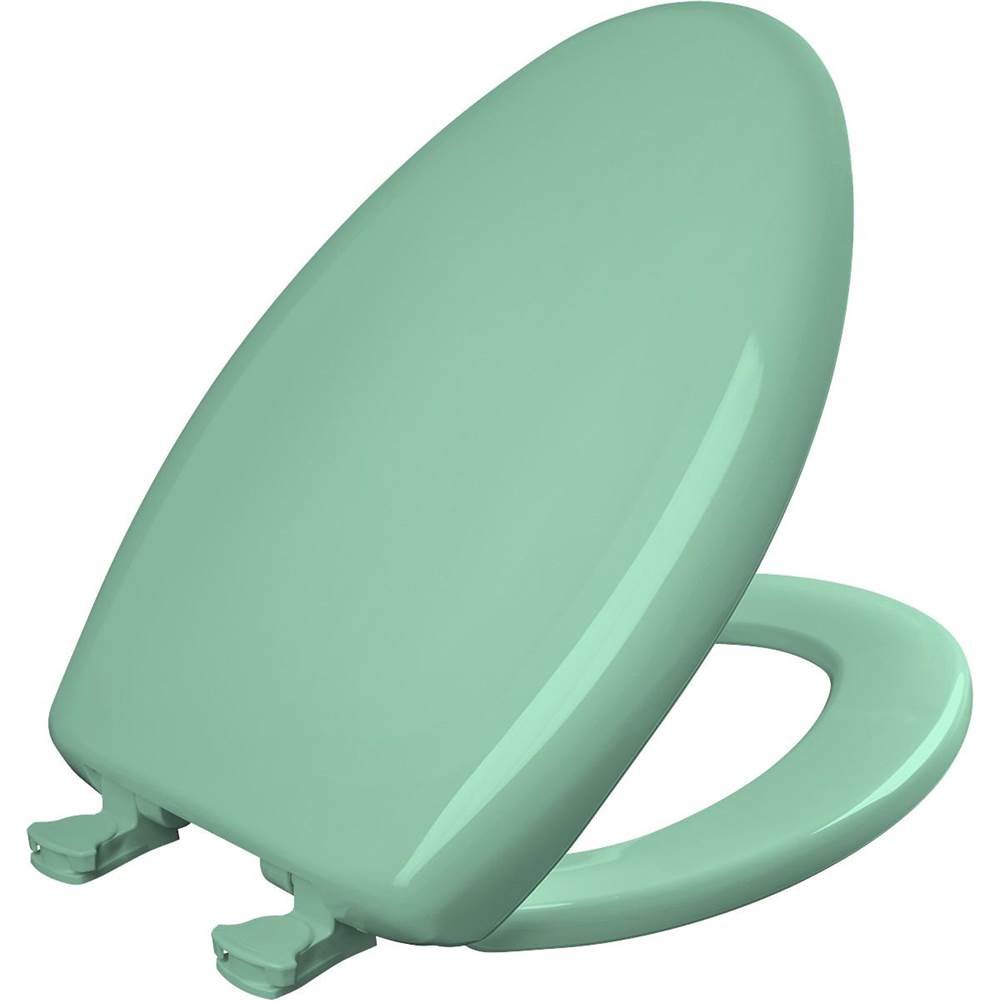 Bemis Elongated Plastic Toilet Seat with WhisperClose with EasyClean & Change Hinge and STA-TITE in Ming Green