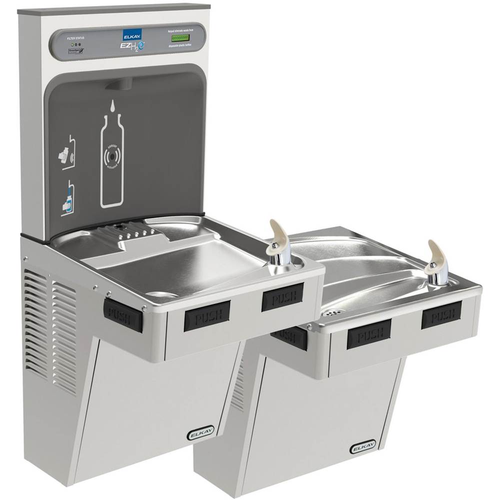 Elkay ezH2O Bottle Filling Station with Mechanically Activated, Bi-Level ADA Cooler Filtered Non-Refrigerated Stainless