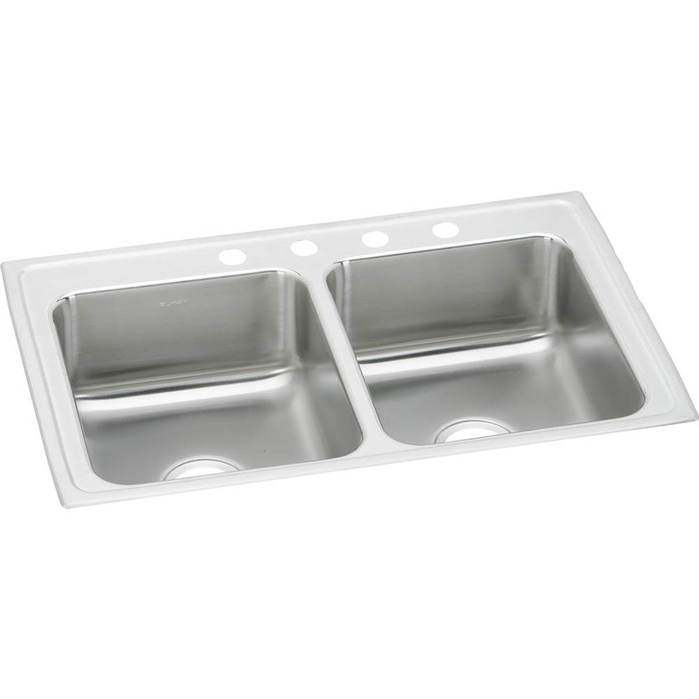 Elkay Lustertone Classic Stainless Steel 37'' x 22'' x 7-5/8'', 1-Hole Equal Double Bowl Drop-in Sink