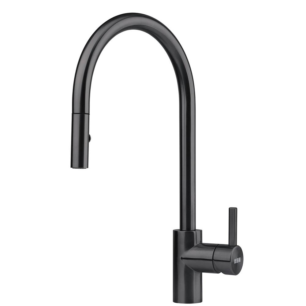 Franke Eos Neo 17-in Single Handle Pull-Down Kitchen Faucet in Industrial Black, EOS-PD-IBK