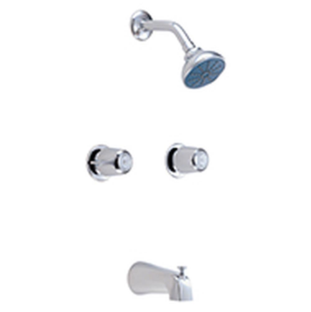 Gerber Plumbing Gerber Classics Two Handle Sliding Sleeve Escutcheon Tub & Shower Fitting with Threaded Diverter Spout 1.75gpm Chrome