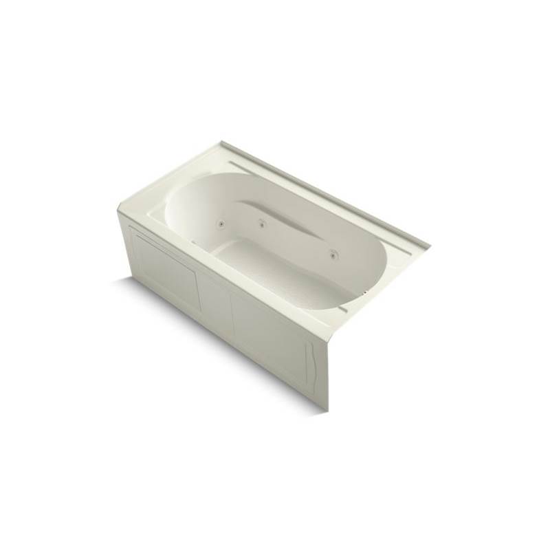 Kohler Devonshire® 60'' x 32'' alcove whirlpool bath with integral apron, integral flange, right-hand drain and heater