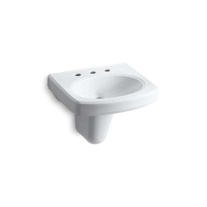 Kohler Pinoir® Wall-mount bathroom sink with 8'' widespread faucet holes