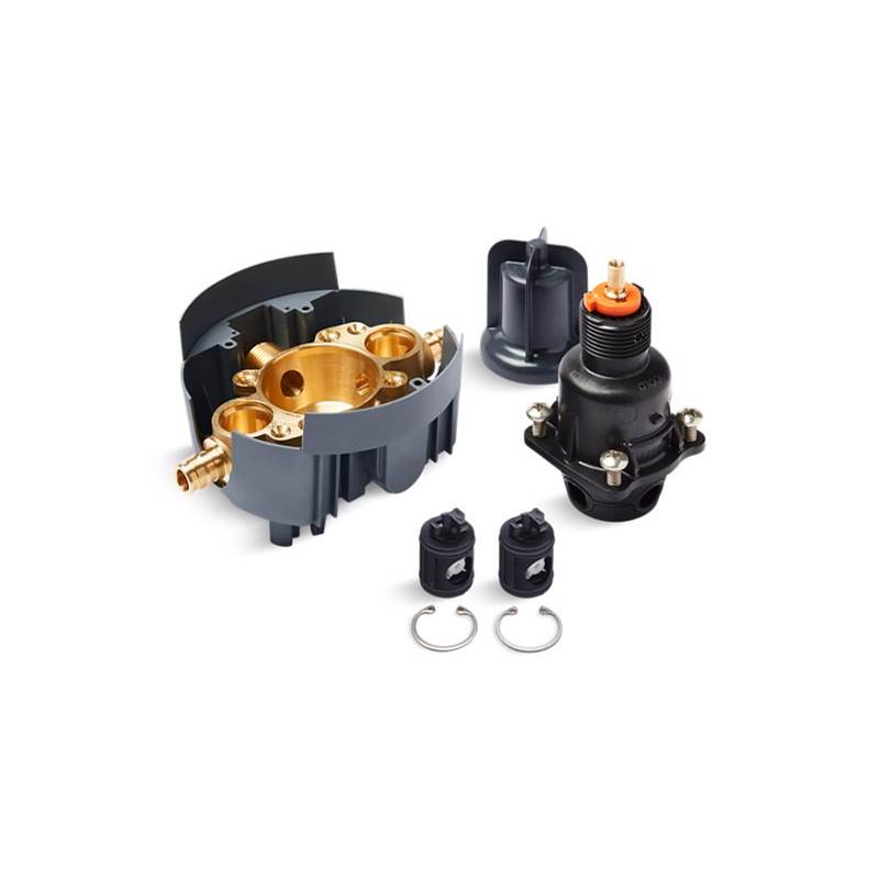 Kohler Rite-Temp® pressure-balancing valve body and cartridge kit with service stops and PEX expansion connections