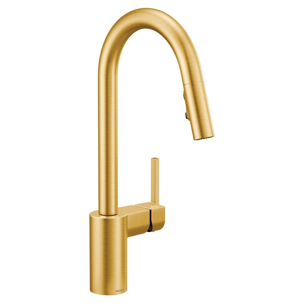 Moen Align One-Handle Modern Kitchen Pulldown Faucet with Reflex and Power Clean Spray Technology, Brushed Gold