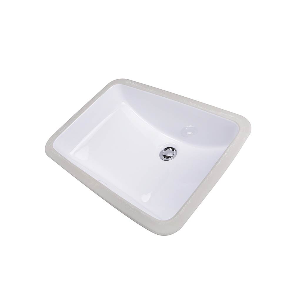 Nantucket Sinks 18 Inch x 12 Inch Glazed Bottom Undermount Rectangle Ceramic Sink In White