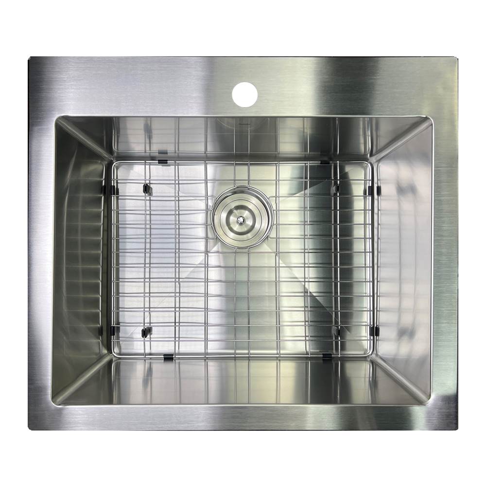 Nantucket Sinks 25 Inch Pro Series Small Rectangle Single Bowl Self Rimming Small Radius Stainless Steel Drop In Kitchen Sink (3 Hole)