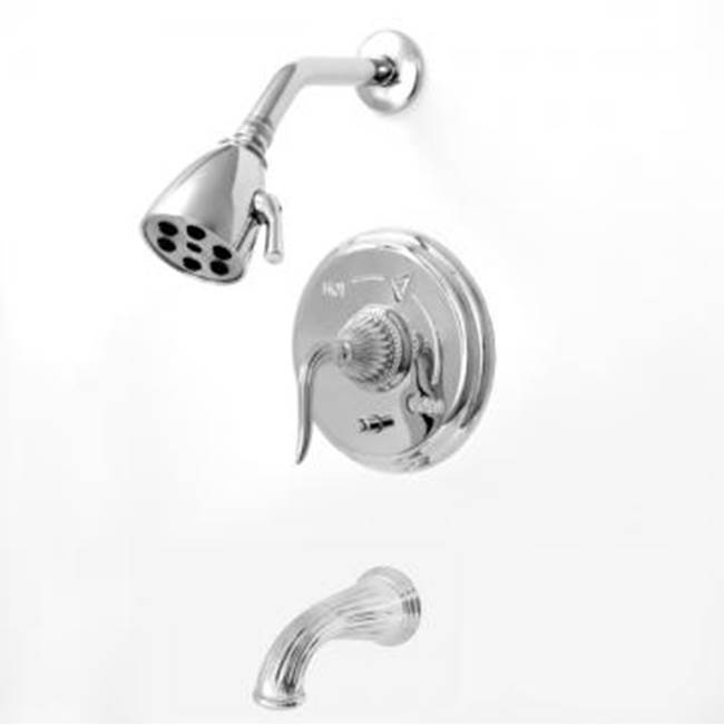 Sigma Pressure Balanced Tub & Shower Set With 9'' Plate Trim (Includes Haf And Wall Tub Spout) Jeferson Elite Ii Polished Nickel Uncoated .49