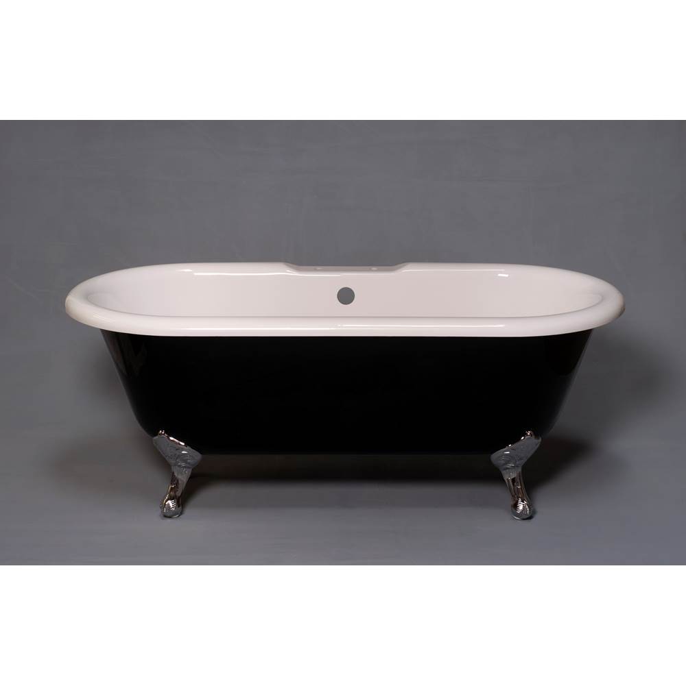 Strom Living The Arcadia Black And White 5 1/2'' Acrylic Tub On Legs With 7'' Center Deck Mount Faucet Holes