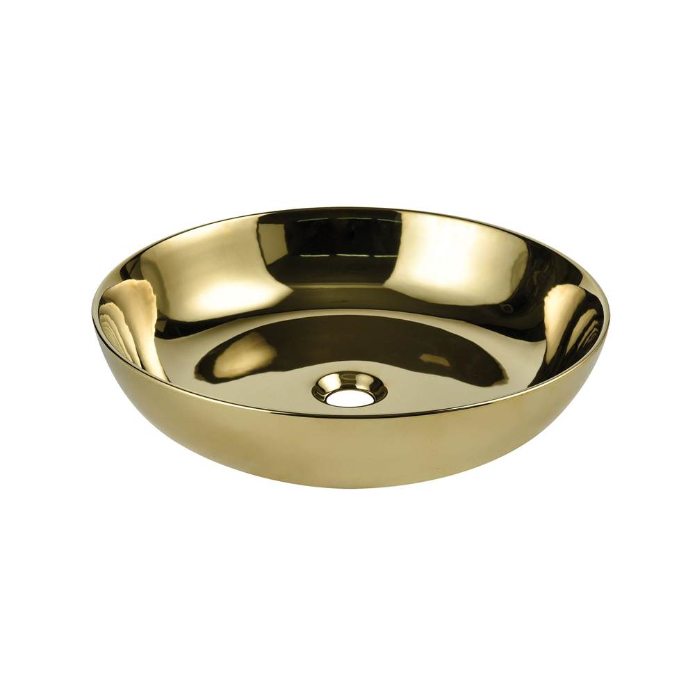 Ryvyr Vitreous China Round Vessel Sink - Polished Gold 18.7 inch