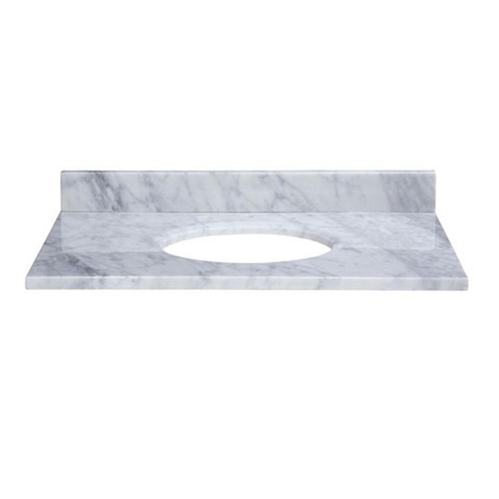 Ryvyr Stone Top - 31-inch for Oval Undermount Sink - White Carrara Marble