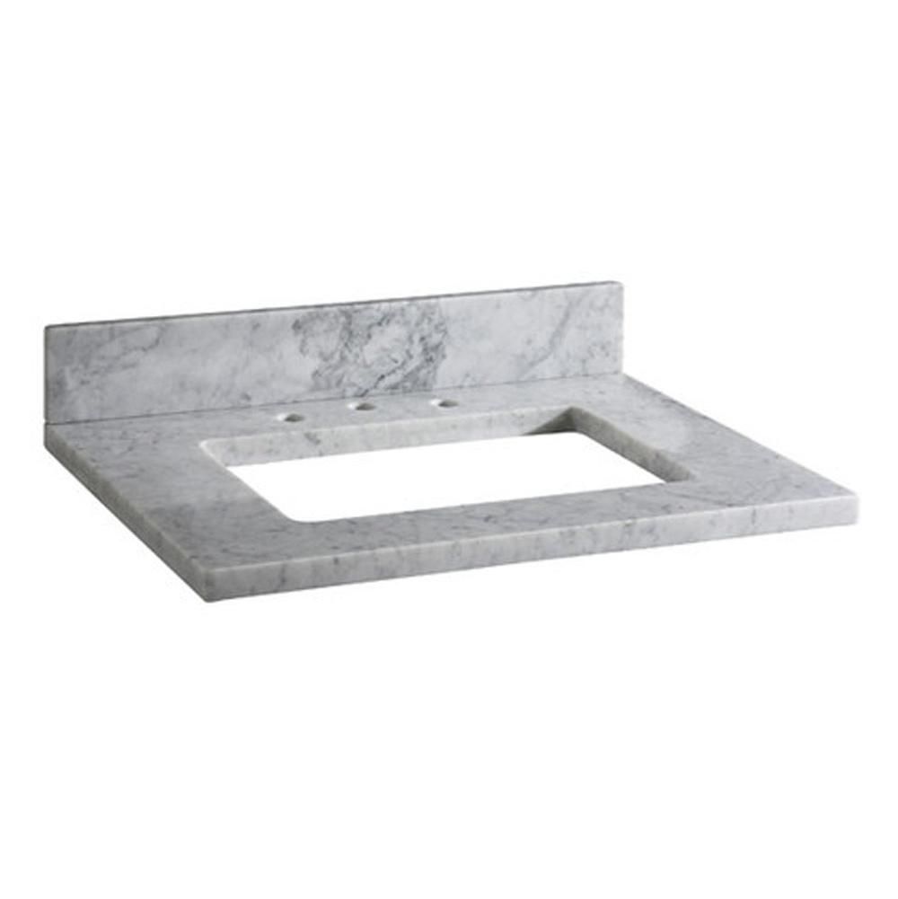 Ryvyr Stone Top - 31-inch for Rectangular Undermount Sink - White Carrara Marble